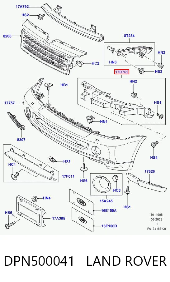 DPN500041 Land Rover Кронштейн бампера переднього, правий