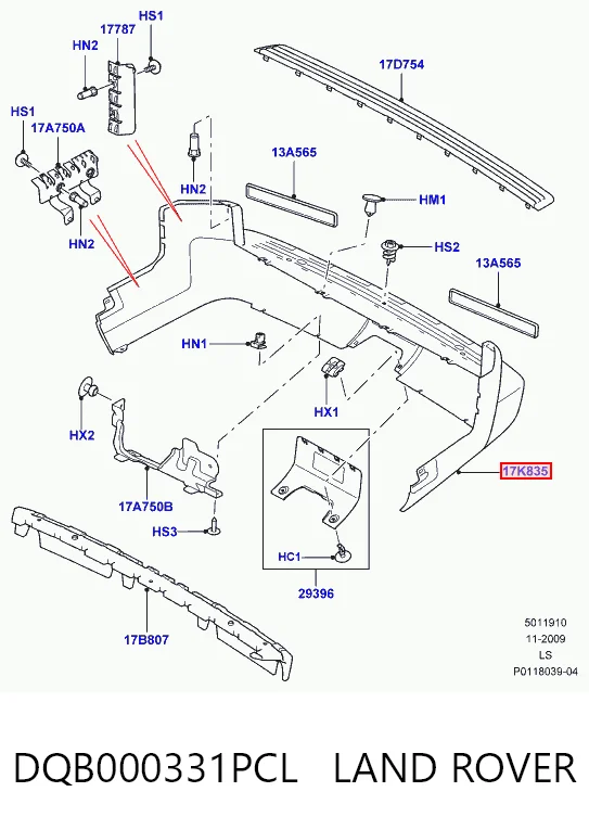 Буфер (бампер) задній на Land Rover Discovery III LR3