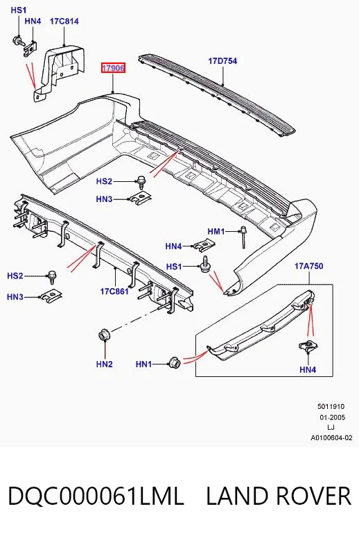 Буфер (бампер) задній на Land Rover Range Rover III L322