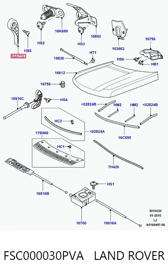 FSC000030PVA Land Rover Ручка відкривання капота