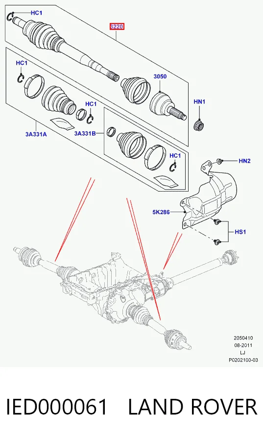 Піввісь передня, права Land Rover Range Rover III позашляховик (L322) (2002 - 2009) ціна, від 126.69 USD