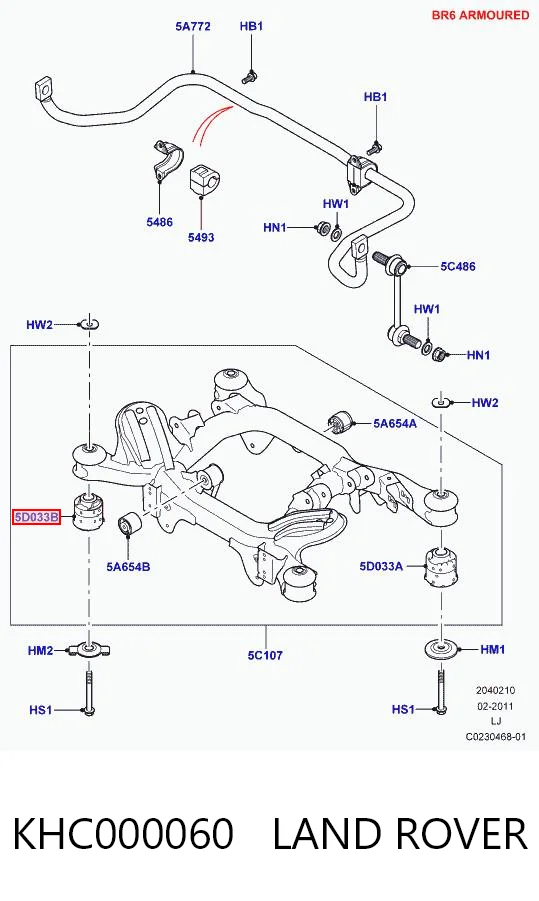 Сайлентблок балки моста на Land Rover Range Rover III L322