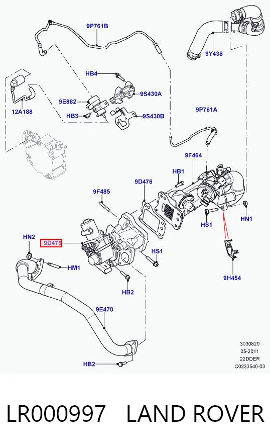 LR000997 Land Rover Клапан рециркуляції відпрацьованих газів EGR