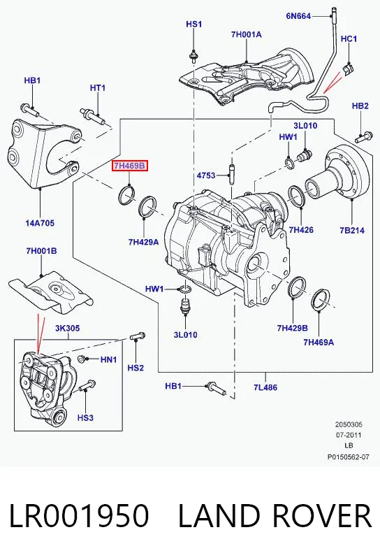 LR001950 Land Rover Сальник півосі переднього моста, правої