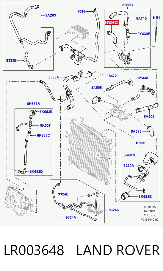 Шланг термостата на Land Rover Range Rover SPORT I L320