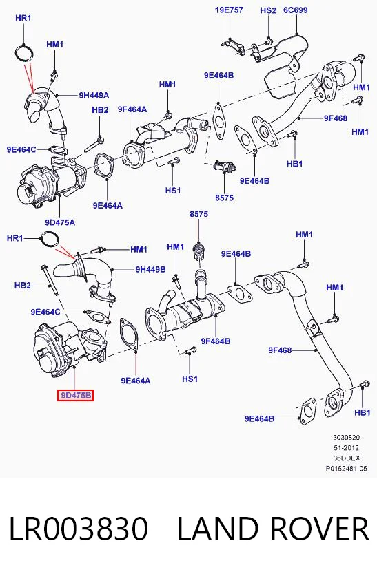 Клапан рециркуляції відпрацьованих газів EGR на Land Rover Range Rover SPORT I L320