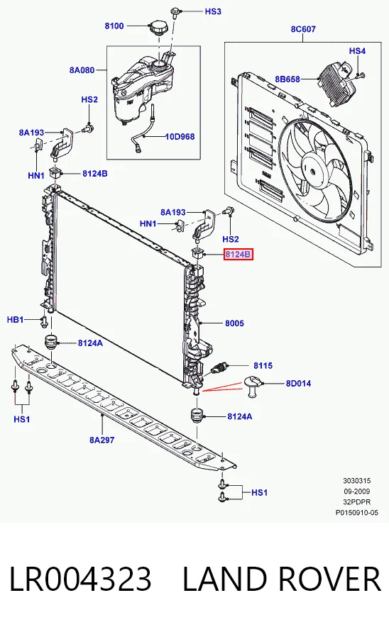 LR004323 Land Rover Ущільнююче кільце патрубка радіатора
