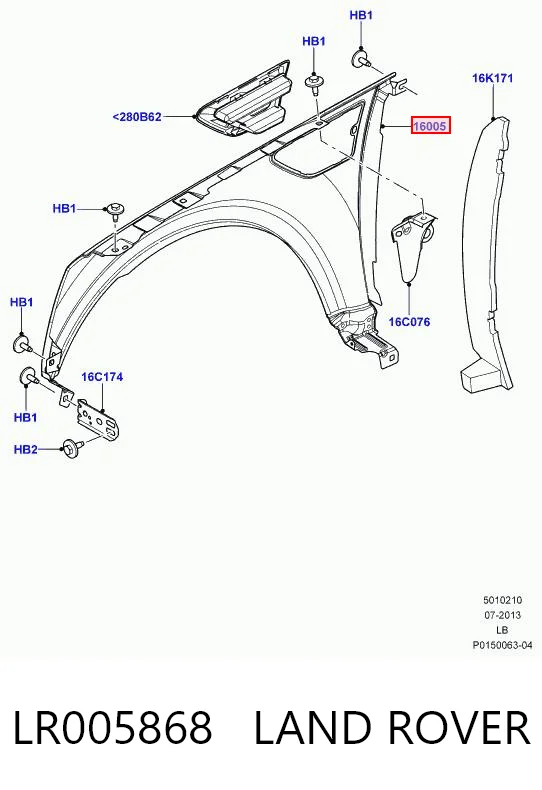 Ліве переднє крило Britpart LR005868LR ціна, від 230.14 USD