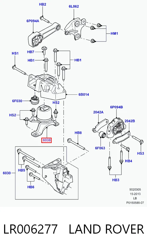 LR021633 Britpart Подушка (опора) двигуна, права нижня