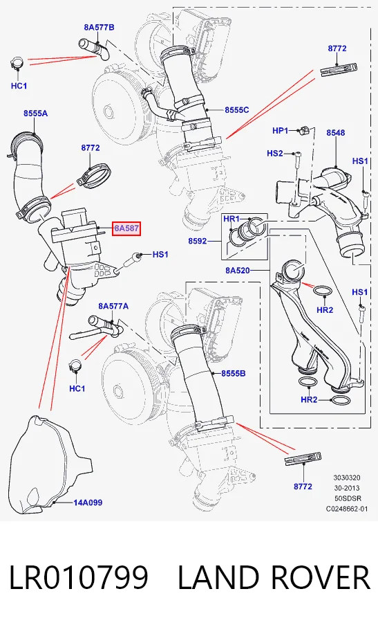 Корпус термостата в зборі на Land Rover Range Rover IV L405