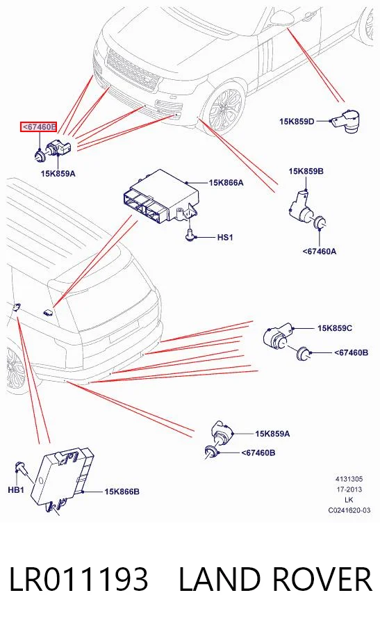 LR011193 Land Rover Кронштейн парктроника, задній бічній