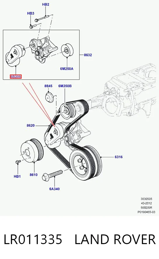 Натягувач приводного ременя Britpart LR039517 ціна, від 48.00 USD