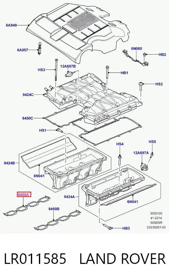 LR011585 Land Rover Прокладка впускного колектора, права