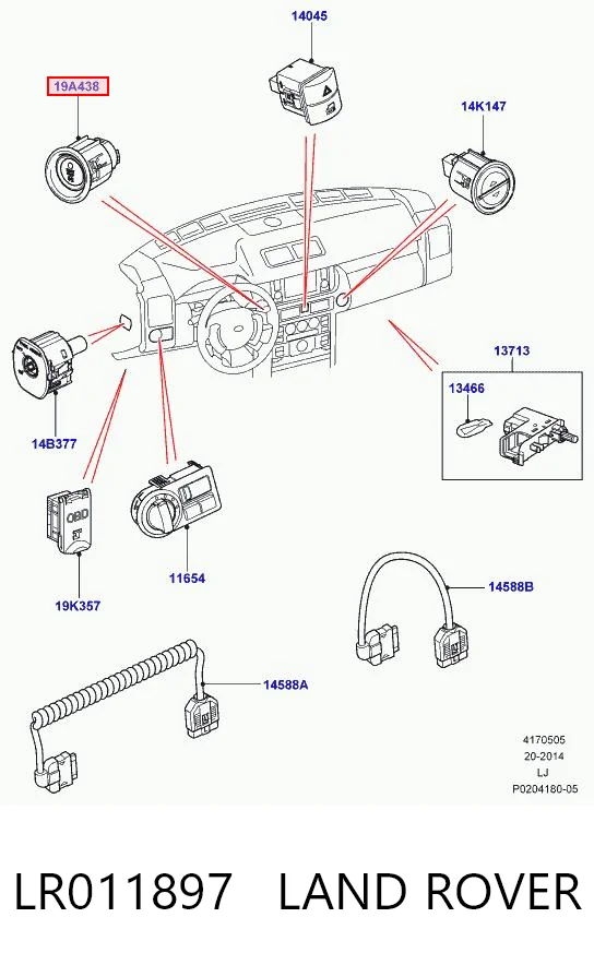 LR011897 Land Rover Кнопка запуску двигуна