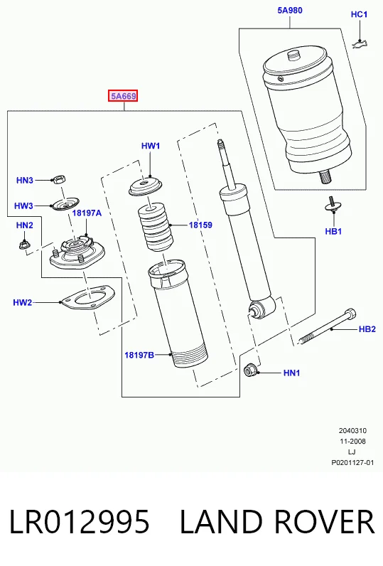 Купити LR023573 Britpart Амортизатор задній, правий
