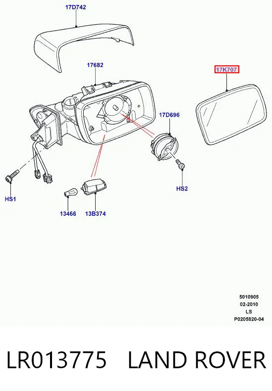 Дзеркальний елемент лівого дзеркала заднього виду Rover LR013775 ціна, від 16.46 USD
