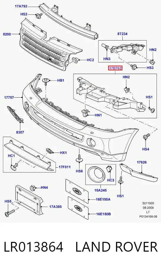 LR013864 Land Rover Кронштейн кріплення бампера переднього правий