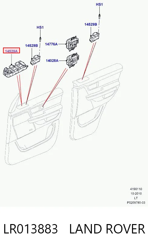LR013883 Land Rover Кнопки переднього лівого склопід'ємника