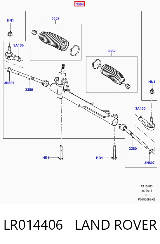LR014406 Land Rover Рейковий рульовий механізм