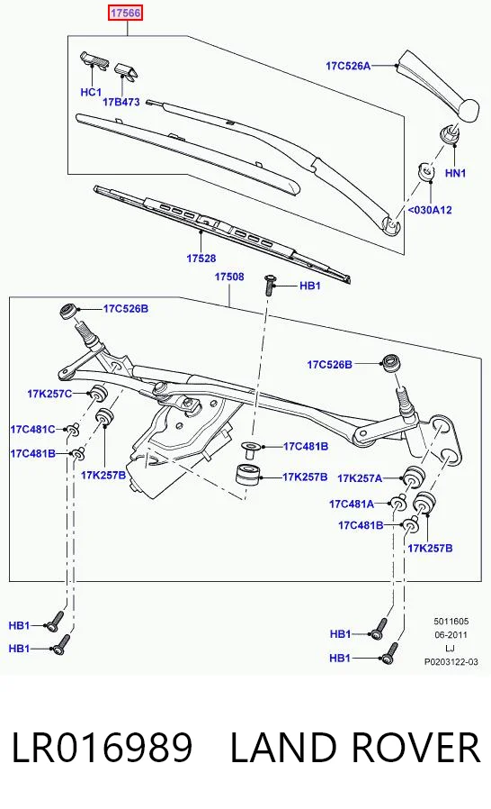 Ричаг двірника на Land Rover Range Rover III L322