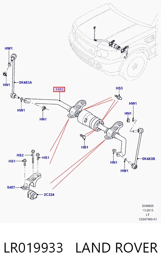 Стабілізатор передній стійкості Britpart LR032959 ціна, від 316.72 USD