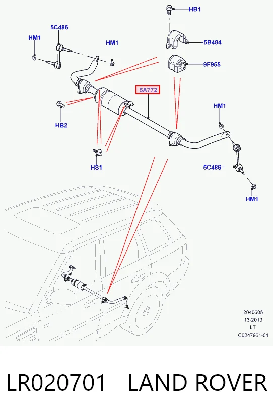 Стабілізатор задньої балки на Land Rover Range Rover SPORT I L320