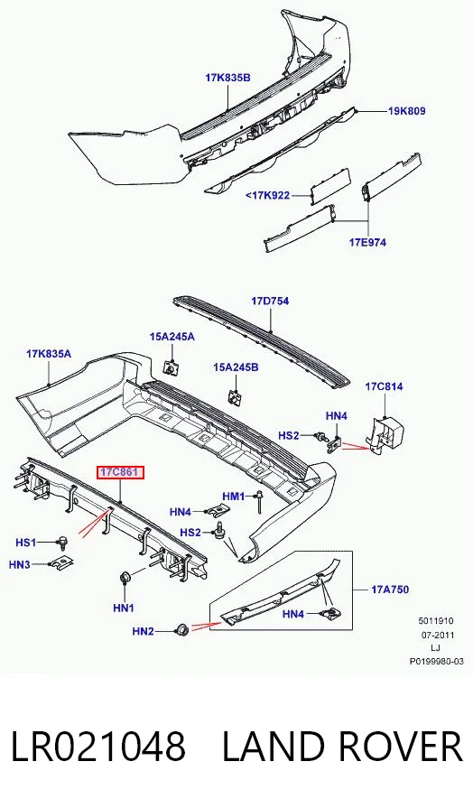 Шина бампера заднього на Land Rover Range Rover III L322