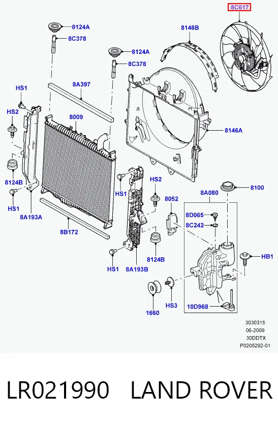 Вентилятор радіатора Britpart LR023392 ціна, від 245.56 USD