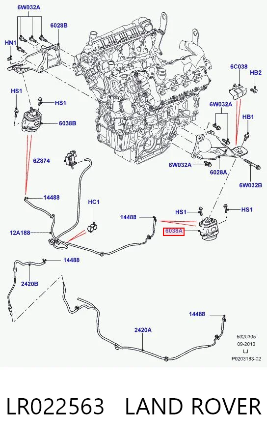 Права подушка мотора на Land Rover Range Rover III L322