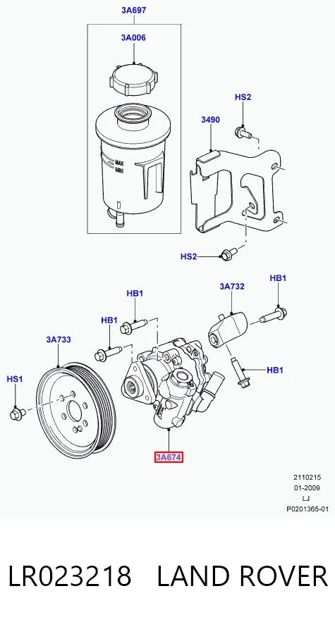 LR023218 Land Rover Насос гідропідсилювача