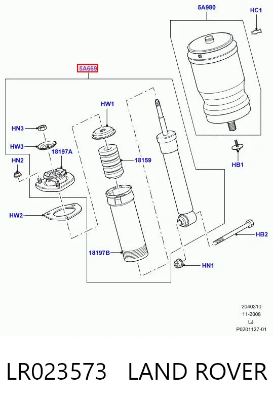 LR023573 Britpart Амортизатор задній, правий