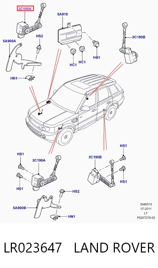 LR023647 Land Rover Датчик рівня положення кузова, передній