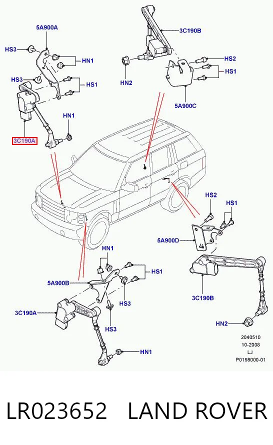 LR023652 Land Rover Датчик рівня положення кузова, передній