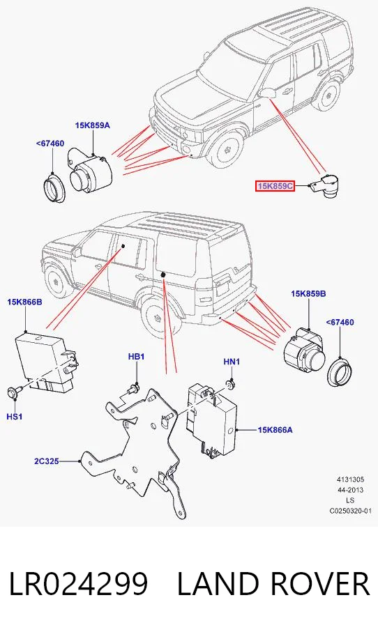 LR024299 Land Rover Датчик сигналізації паркування (парктронік), передній бічний