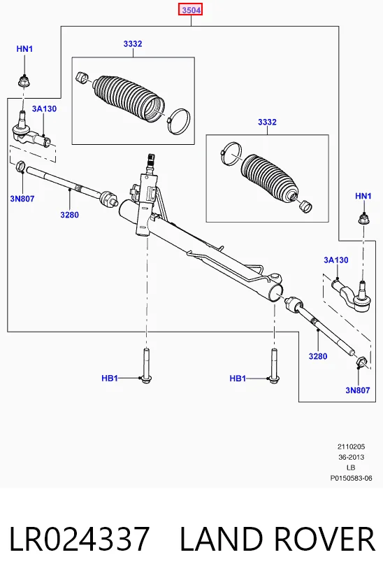 LR024337 Land Rover Рейковий рульовий механізм