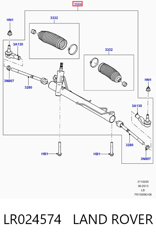 LR024574 Land Rover Рейковий рульовий механізм