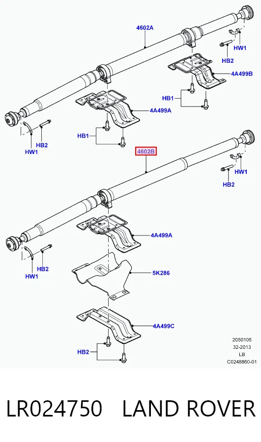 Купити AH527L190AA Land Rover Кардан задній