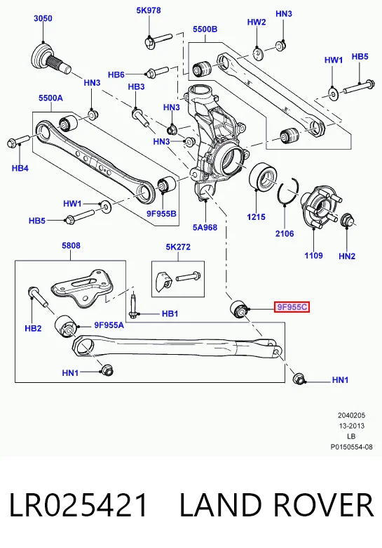 Сайлентблок цапфи задньої Britpart LR001185 ціна, від 11.23 USD