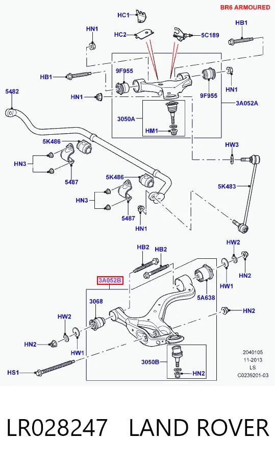  Важіль передньої підвіски нижній, правий Land Rover Discovery 3