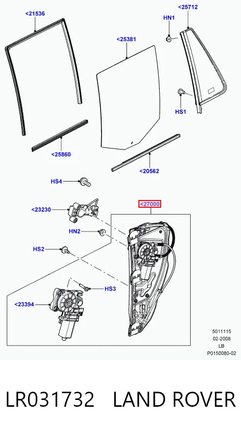 Купити 6H5227001AJ Land Rover Механізм склопідіймача двері задньої, лівої
