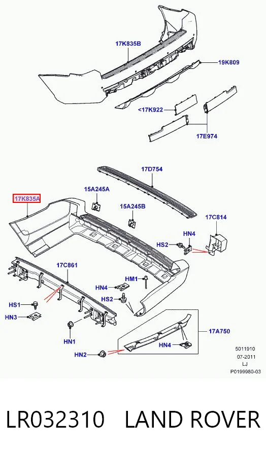 Буфер (бампер) задній на Land Rover Range Rover III L322