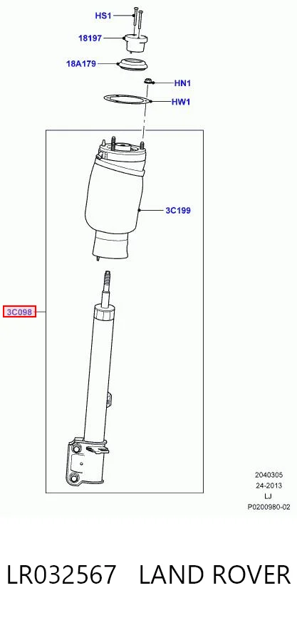 Амортизатор передньої підвіски, лівий Hotbray LR032567 ціна, від 355.21 USD