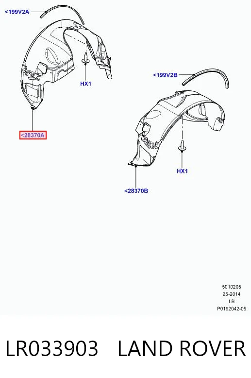 LR033903 Britpart Підкрилок переднього крила, правий