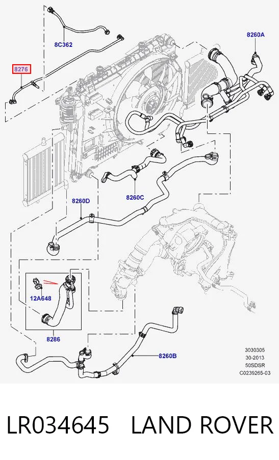 Шланг термостата на Land Rover Range Rover SPORT II L494