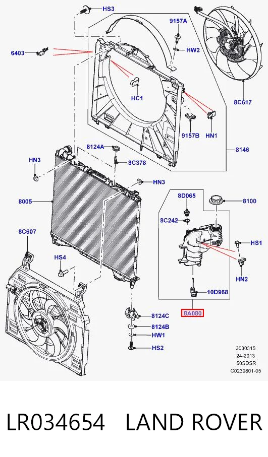LR034654 Land Rover Розширювальний бачок охолодження