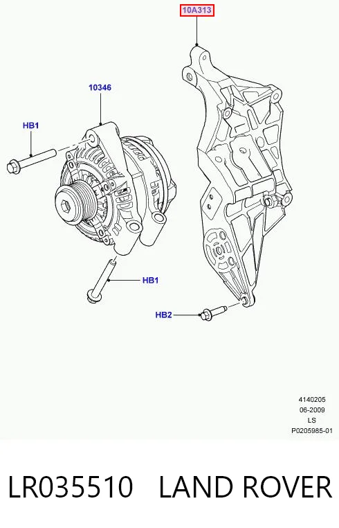 Кронштейн кріплення генератора на Land Rover Range Rover SPORT II L494
