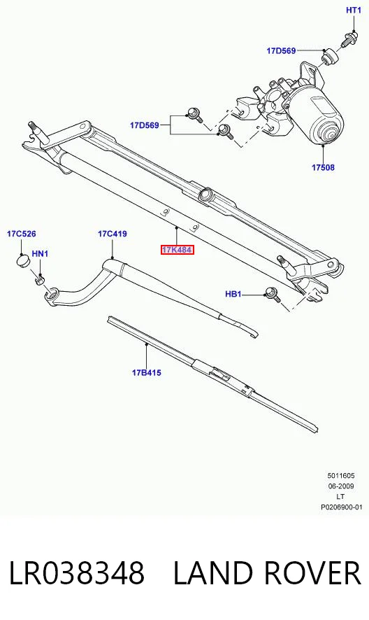 Трапеція щіток лобового скла Land Rover Discovery IV позашляховик (L319) (2009 - 2018) ціна, від 53.87 USD
