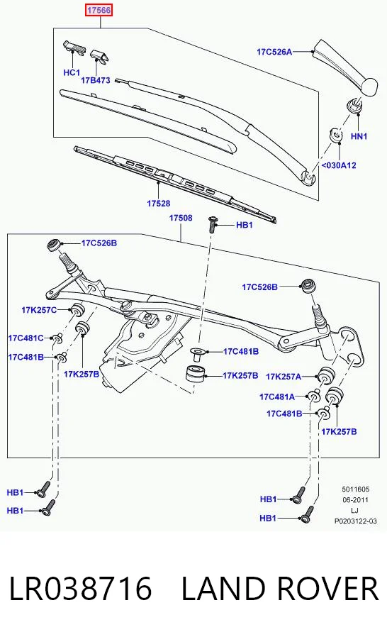Ричаг склоочисника Land Rover Range Rover III позашляховик (L322) (2002 - 2009) ціна, від 30.44 USD