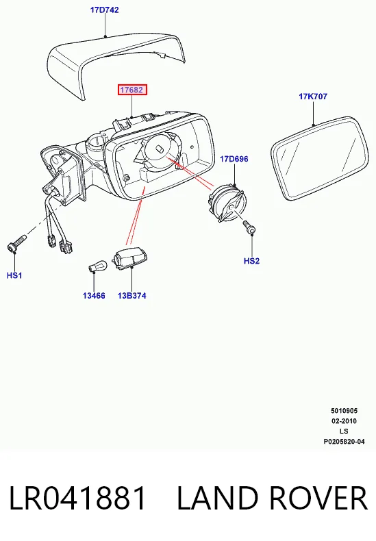 Праве дзеркало заднього виду на Land Rover Range Rover III L322