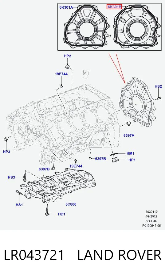 LR043721 Land Rover Сальник коленвала корінний